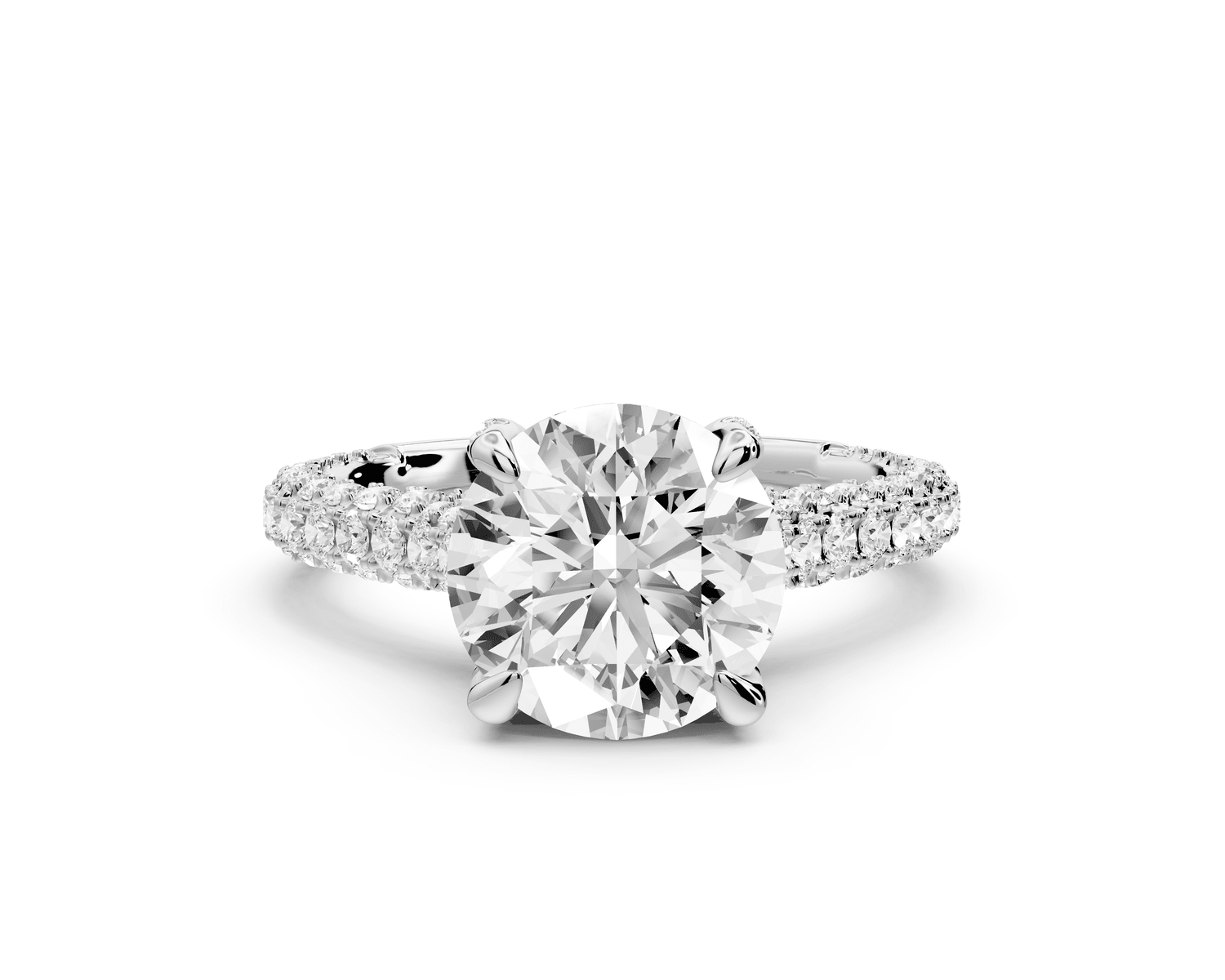 Bianca - 2ct platinum round Diamond hidden halo with a diamond crown and bridge rollover pave cathedral engagment ring - Mr. Alex Jewelry