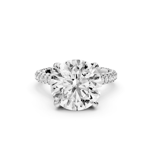 Bianca - 5ct platinum round Diamond hidden halo with a diamond crown and bridge rollover pave cathedral engagment ring - Mr. Alex Jewelry