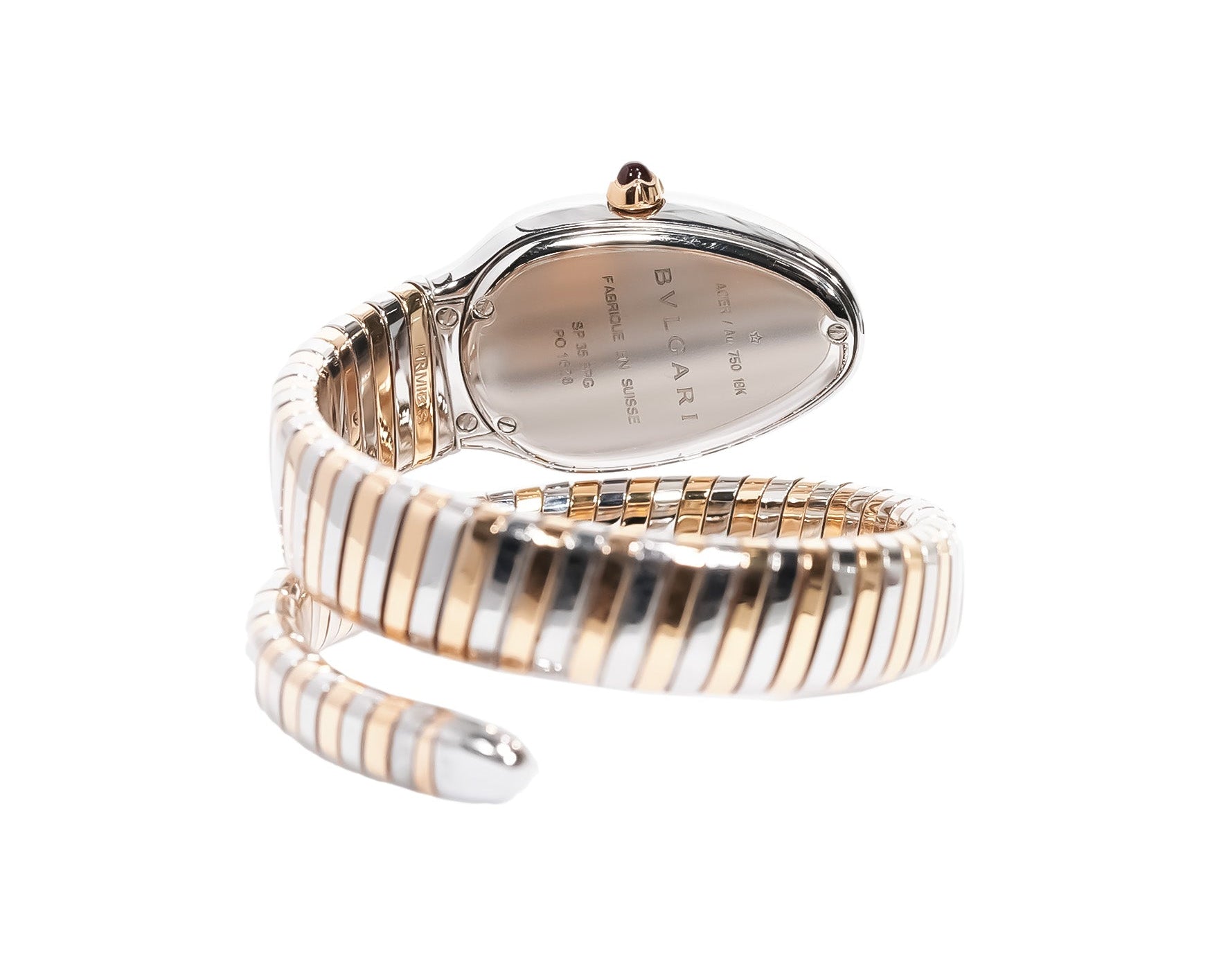 Bvlgari Serpenti Tubogas 35mm Two - Tone Rose Gold & Steel Black Dial Diamond Bezel Ref:102681 - Mr. Alex Jewelry