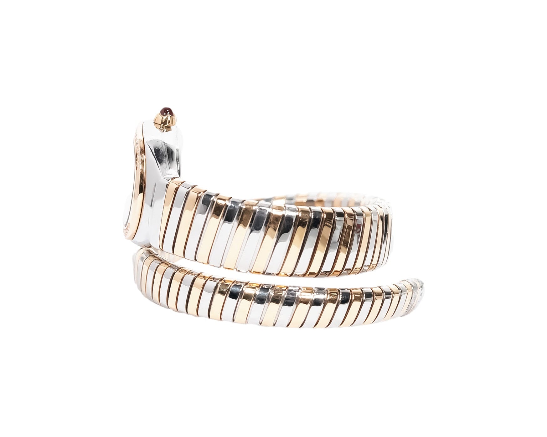 Bvlgari Serpenti Tubogas 35mm Two - Tone Rose Gold & Steel Black Dial Diamond Bezel Ref:102681 - Mr. Alex Jewelry