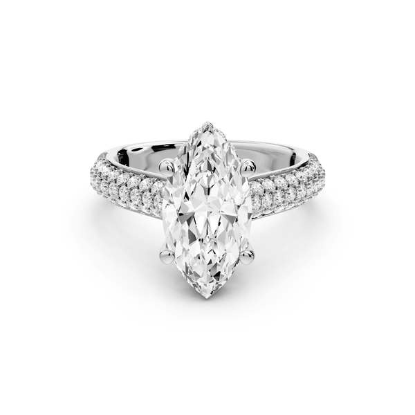 Camille - 2ct 14k white gold marquise Diamond hidden halo rollover pave cathedral engagement ring - Mr. Alex Jewelry