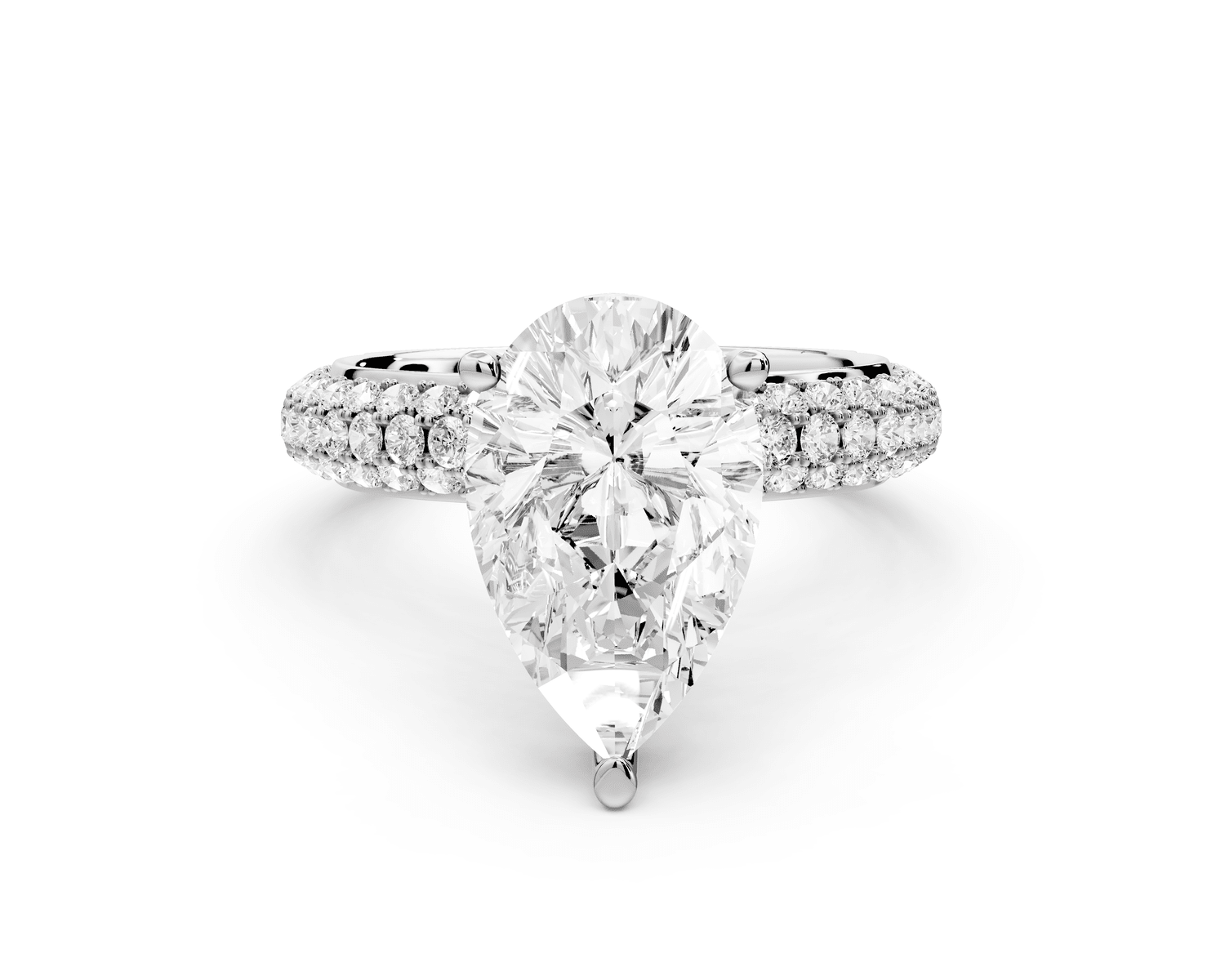 Camille - 2ct 14k white gold radiant Diamond hidden halo rollover pave cathedral engagement ring - Mr. Alex Jewelry