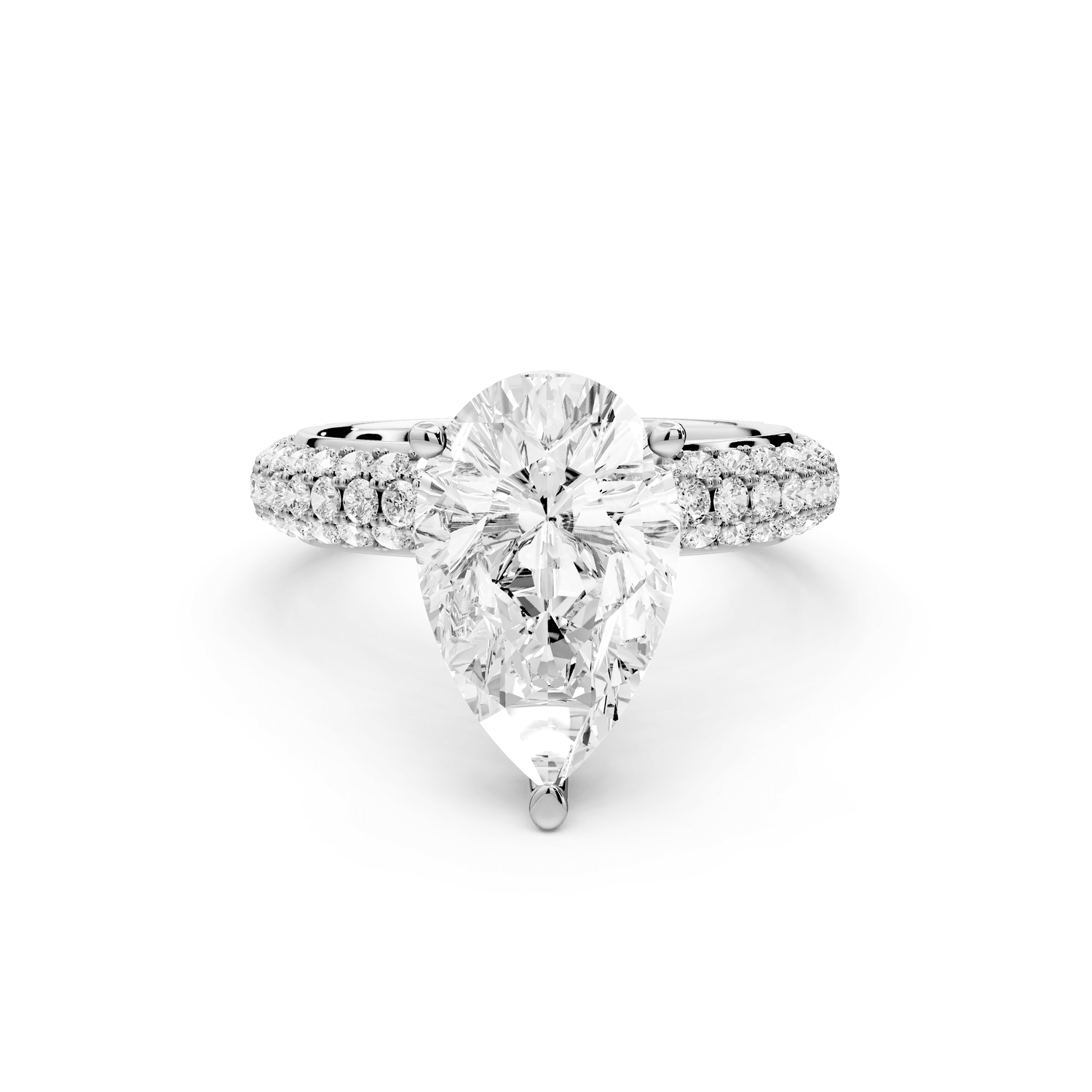 Camille - 2ct 14k white gold radiant Diamond hidden halo rollover pave cathedral engagement ring - Mr. Alex Jewelry