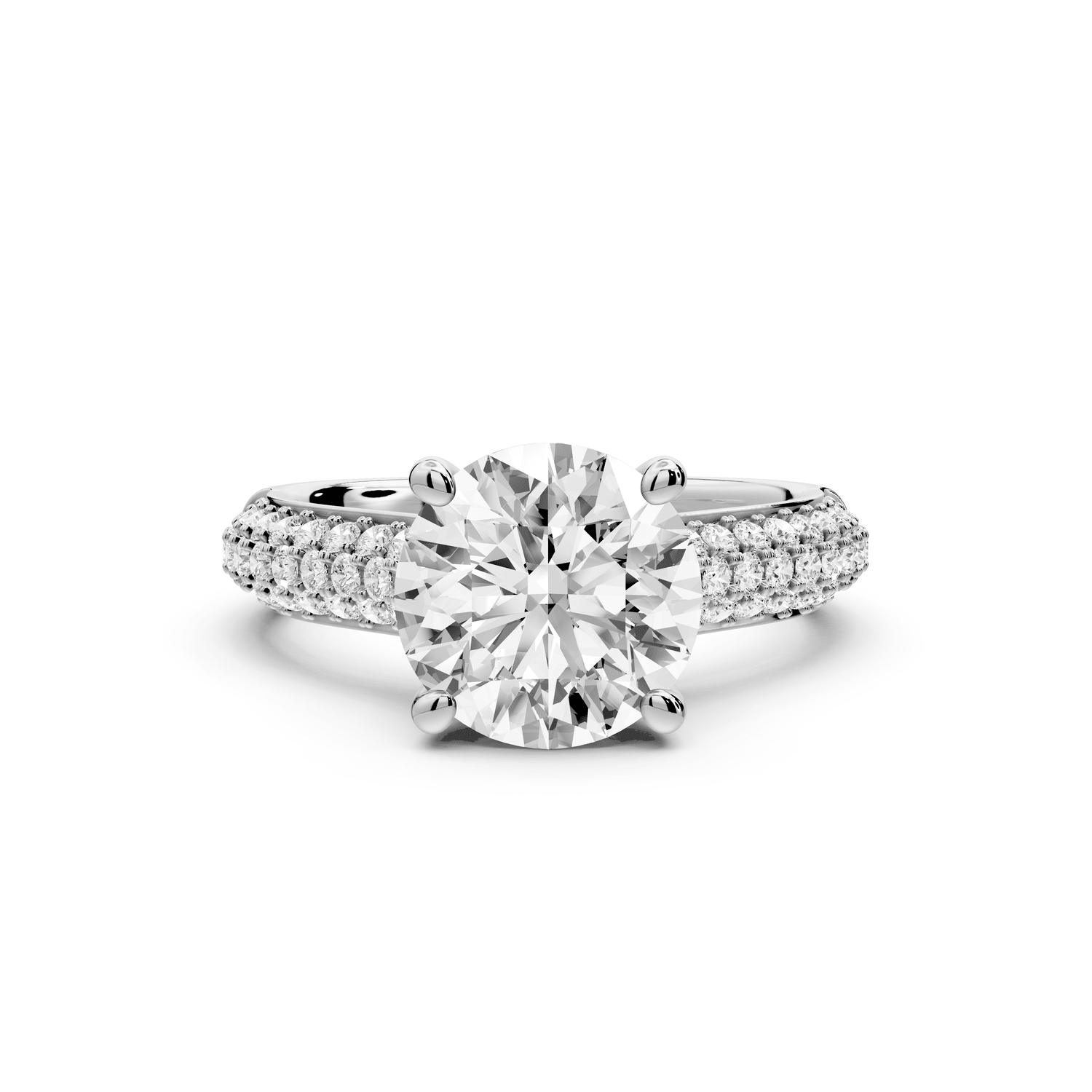 Camille - 2ct 14k white gold round Diamond hidden halo rollover pave cathedral engagment ring - Mr. Alex Jewelry