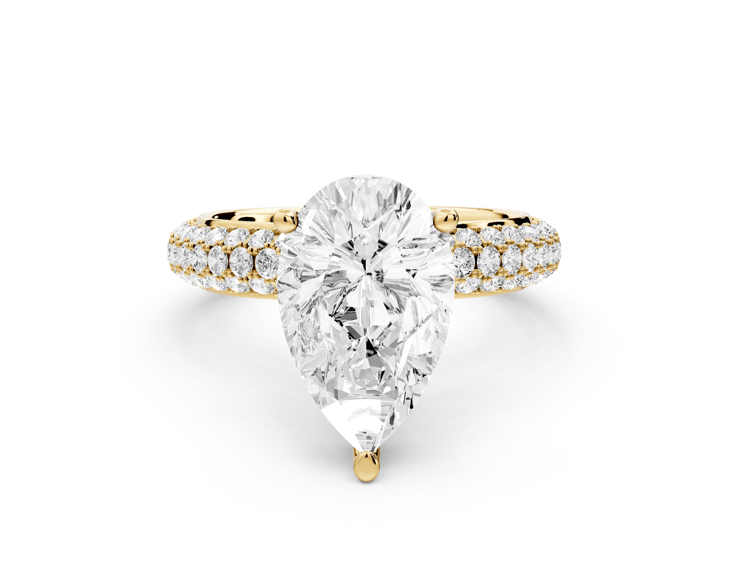 Camille - 2ct 14k yellow gold radiant Diamond hidden halo rollover pave cathedral engagement ring - Mr. Alex Jewelry