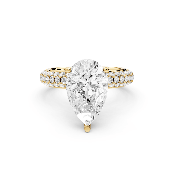 Camille - 2ct 14k yellow gold radiant Diamond hidden halo rollover pave cathedral engagement ring - Mr. Alex Jewelry