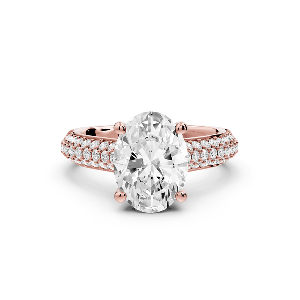 Camille - 2ct 18k rose gold oval Diamond hidden halo rollover pave cathedral Engagement ring - Mr. Alex Jewelry