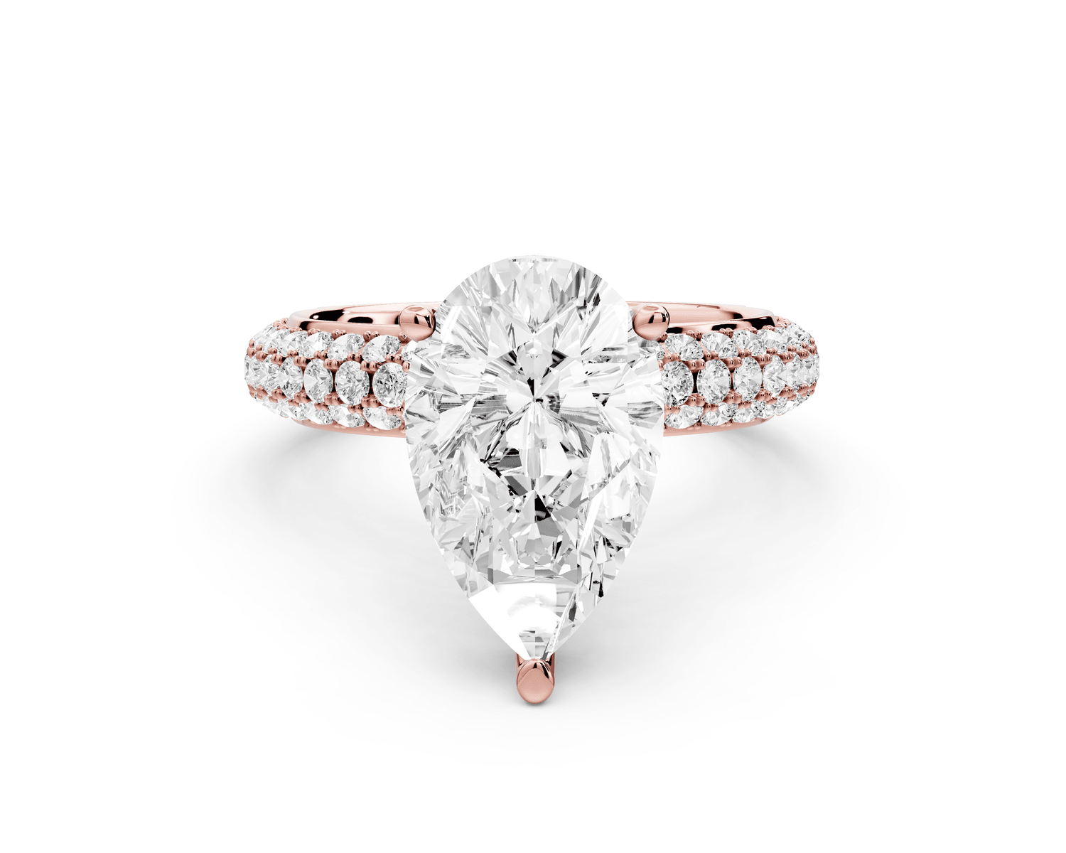 Camille - 2ct 18k rose gold radiant Diamond hidden halo rollover pave cathedral engagement ring - Mr. Alex Jewelry