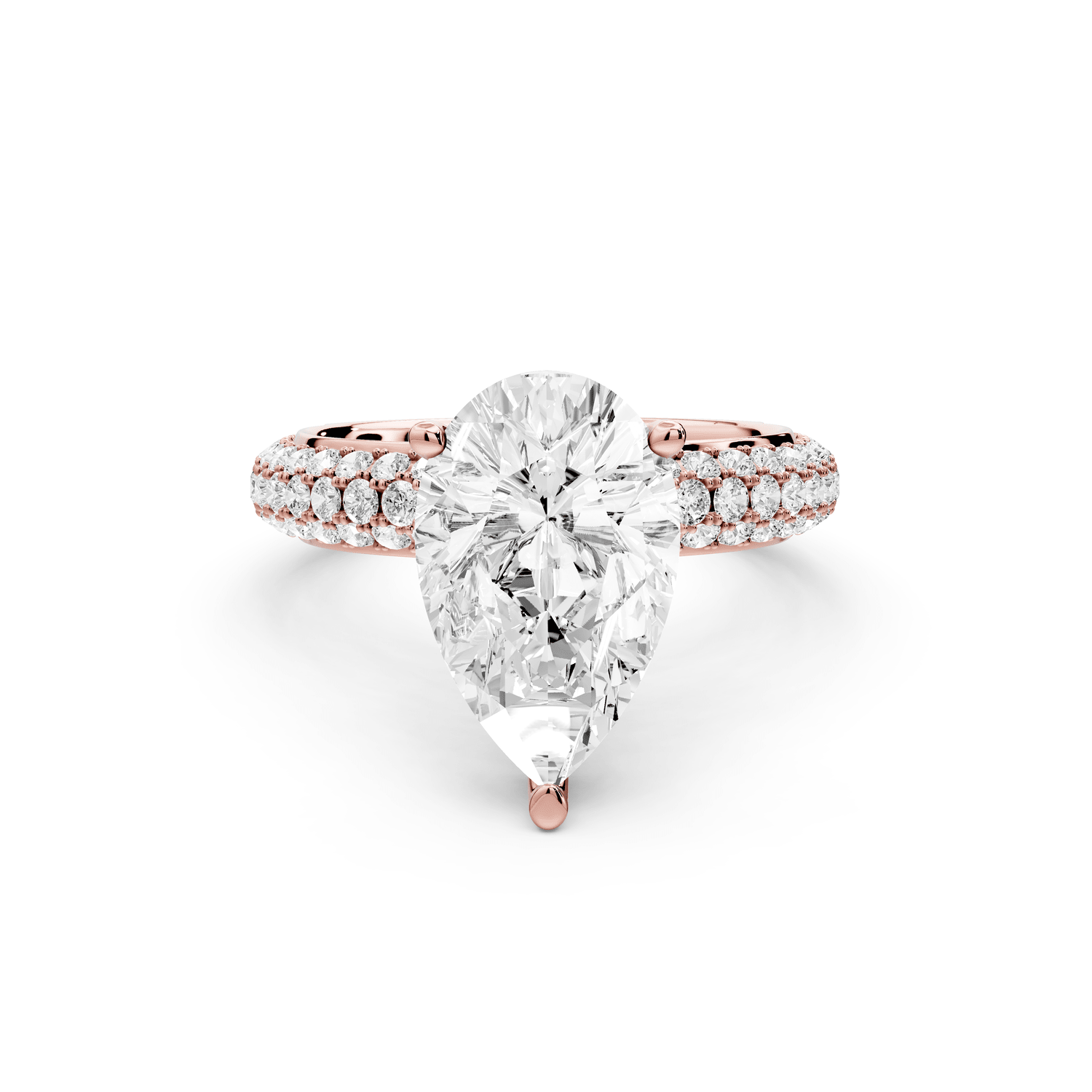 Camille - 2ct 18k rose gold radiant Diamond hidden halo rollover pave cathedral engagement ring - Mr. Alex Jewelry