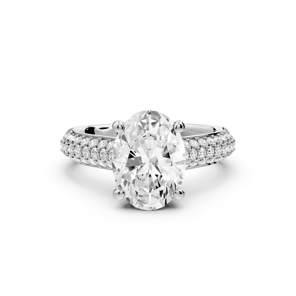 Camille - 2ct 18k white gold oval Diamond hidden halo rollover pave cathedral Engagement ring - Mr. Alex Jewelry
