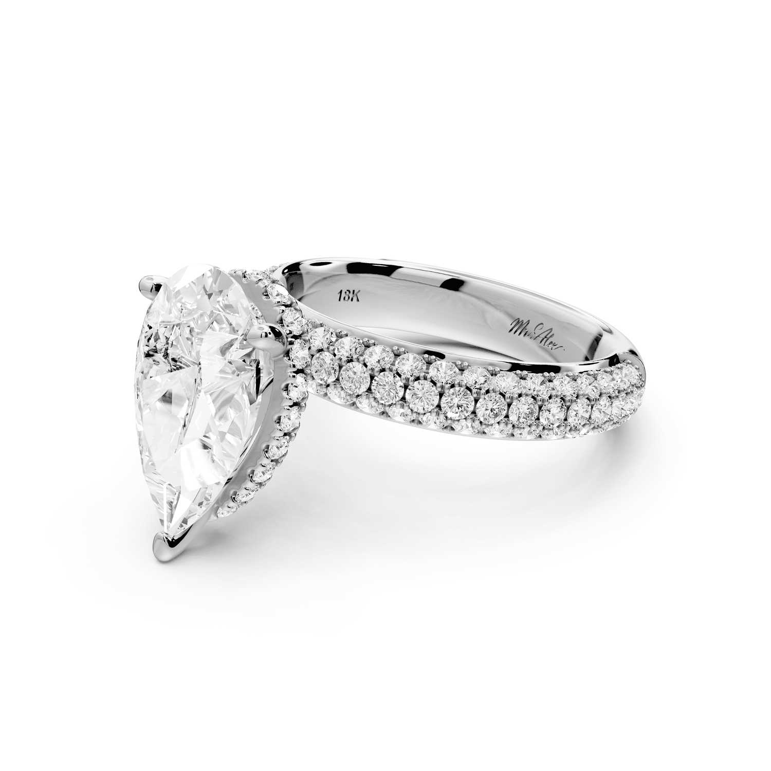 Camille - 2ct 18k white gold radiant Diamond hidden halo rollover pave cathedral engagement ring - Mr. Alex Jewelry