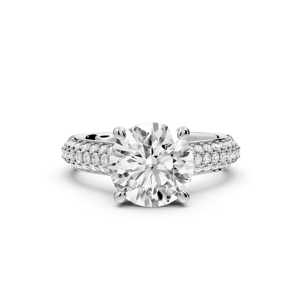 Camille - 2ct 18k white gold round Diamond hidden halo rollover pave cathedral engagment ring - Mr. Alex Jewelry