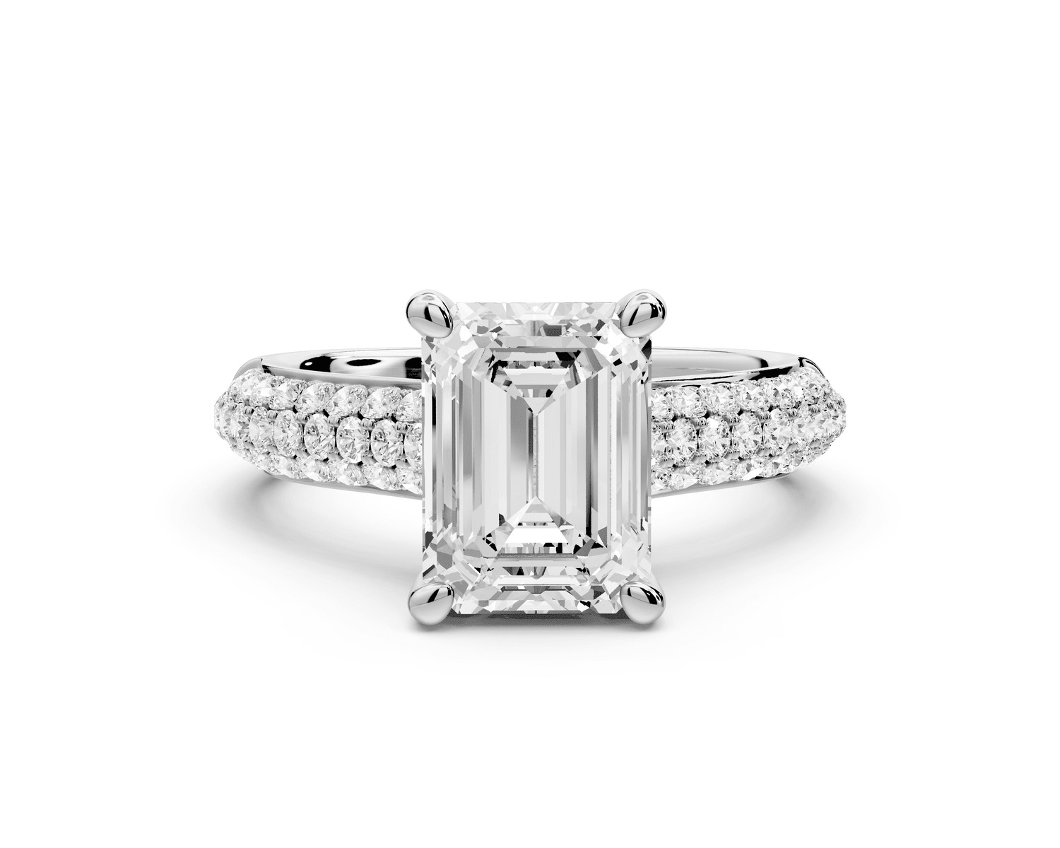 Camille - 2ct platinum emerald Diamond hidden halo rollover pave cathedral Engagement ring - Mr. Alex Jewelry