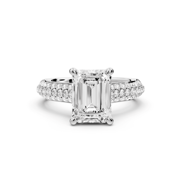 Camille - 2ct platinum emerald Diamond hidden halo rollover pave cathedral Engagement ring - Mr. Alex Jewelry