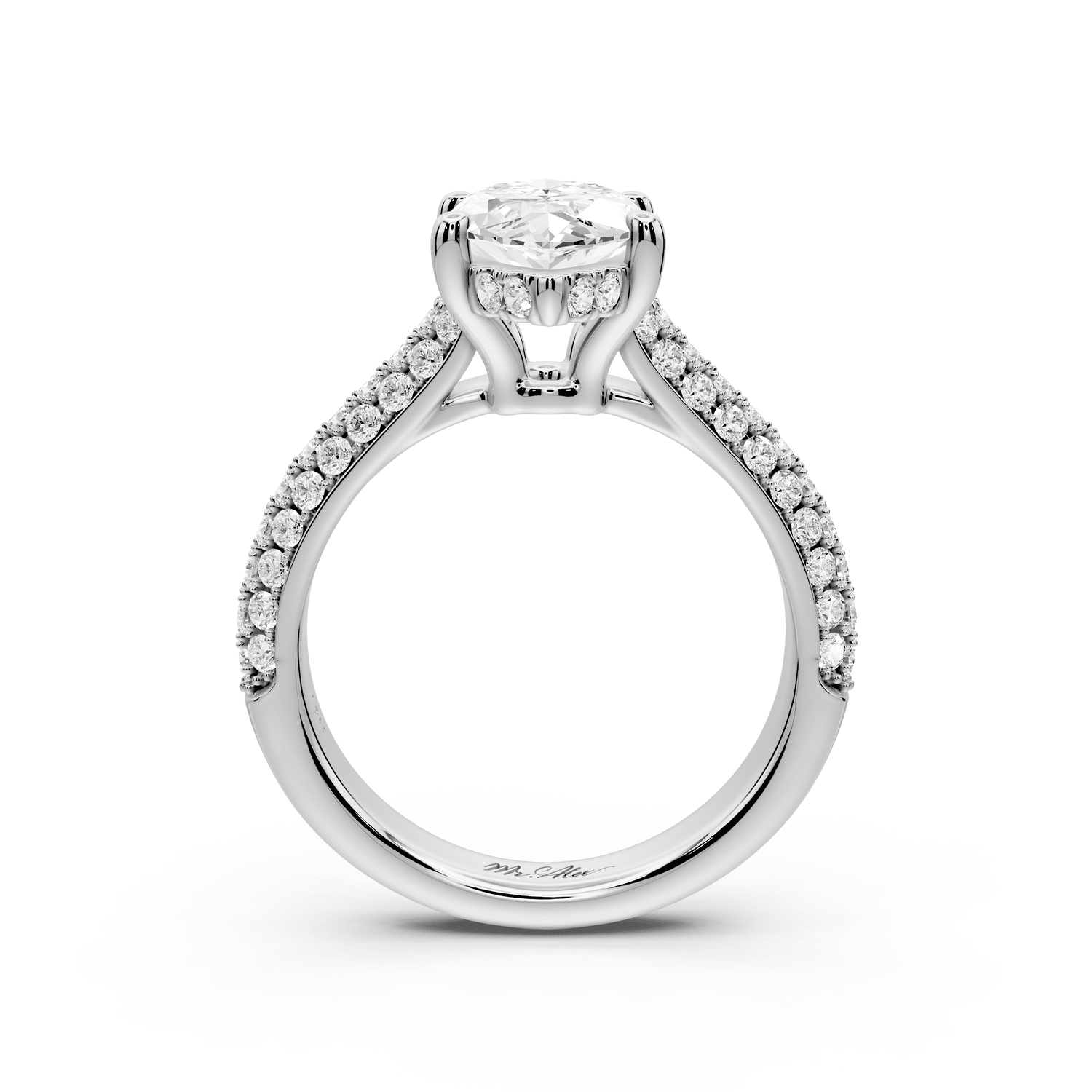 Camille - 2ct platinum marquise Diamond hidden halo rollover pave cathedral engagement ring - Mr. Alex Jewelry
