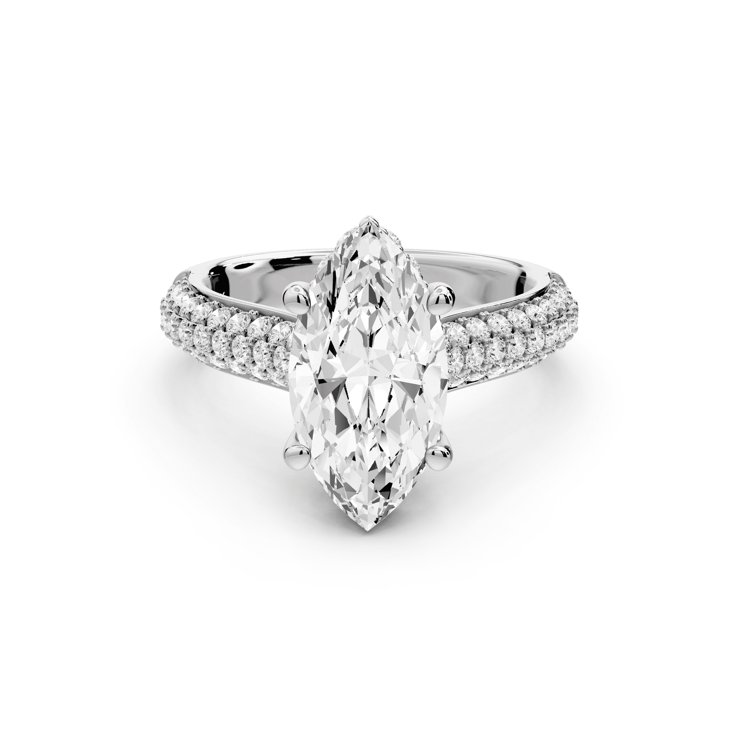 Camille - 2ct platinum marquise Diamond hidden halo rollover pave cathedral engagement ring - Mr. Alex Jewelry