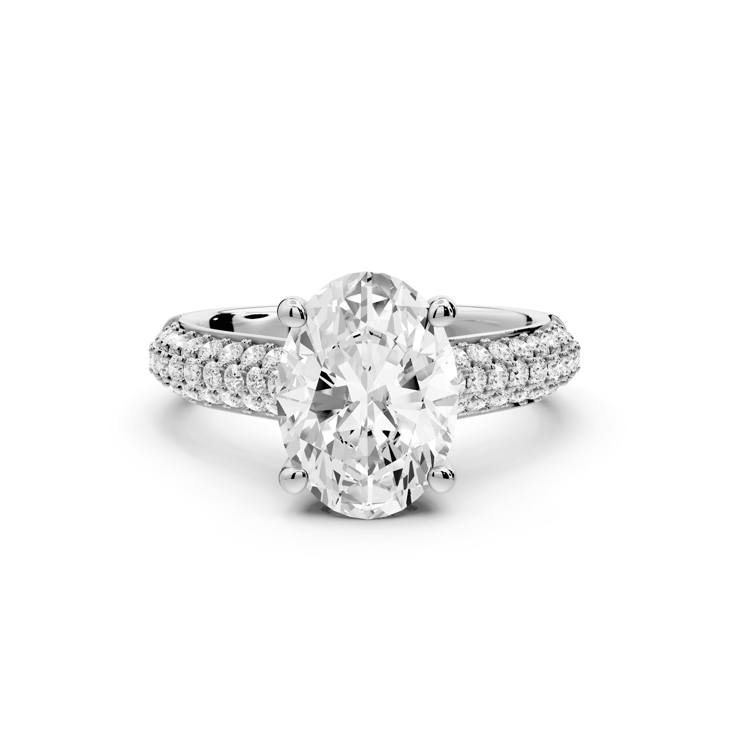 Camille - 2ct platinum oval Diamond hidden halo rollover pave cathedral Engagement ring - Mr. Alex Jewelry