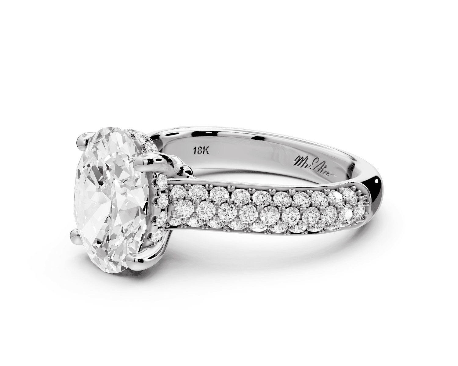 Camille - 2ct platinum oval Diamond hidden halo rollover pave cathedral Engagement ring - Mr. Alex Jewelry