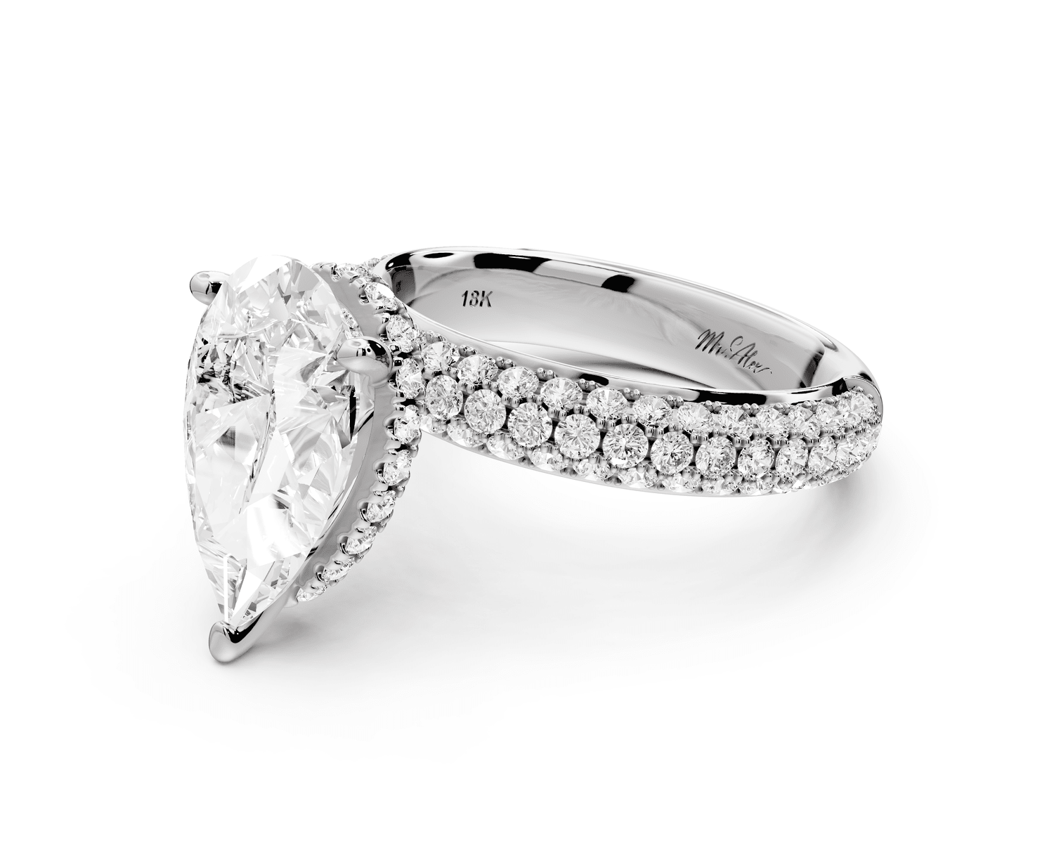 Camille - 2ct platinum radiant Diamond hidden halo rollover pave cathedral engagement ring - Mr. Alex Jewelry