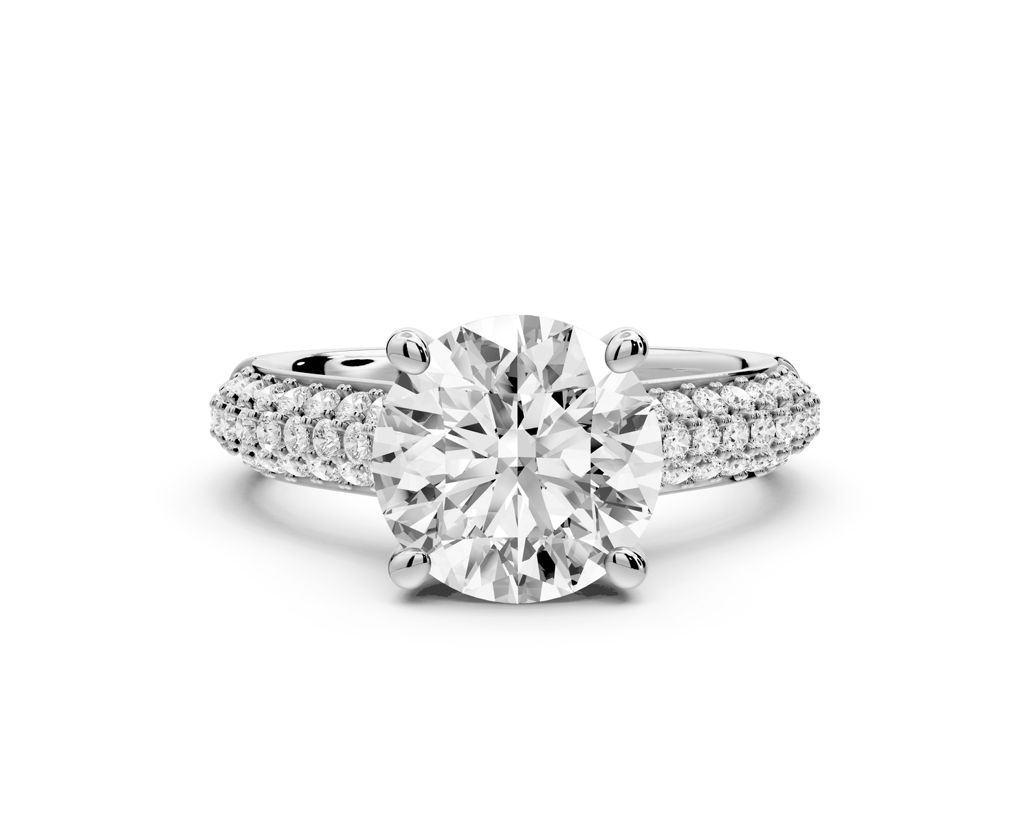 Camille - 2ct platinum round Diamond hidden halo rollover pave cathedral engagment ring - Mr. Alex Jewelry