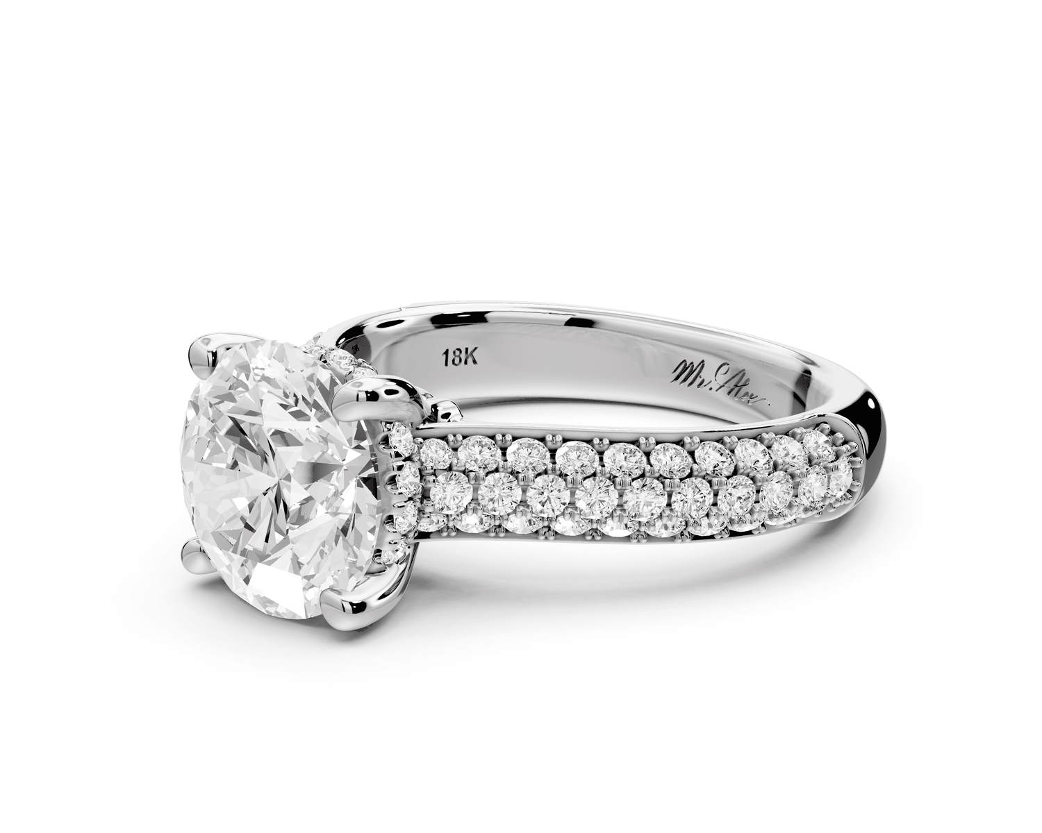 Camille - 2ct platinum round Diamond hidden halo rollover pave cathedral engagment ring - Mr. Alex Jewelry