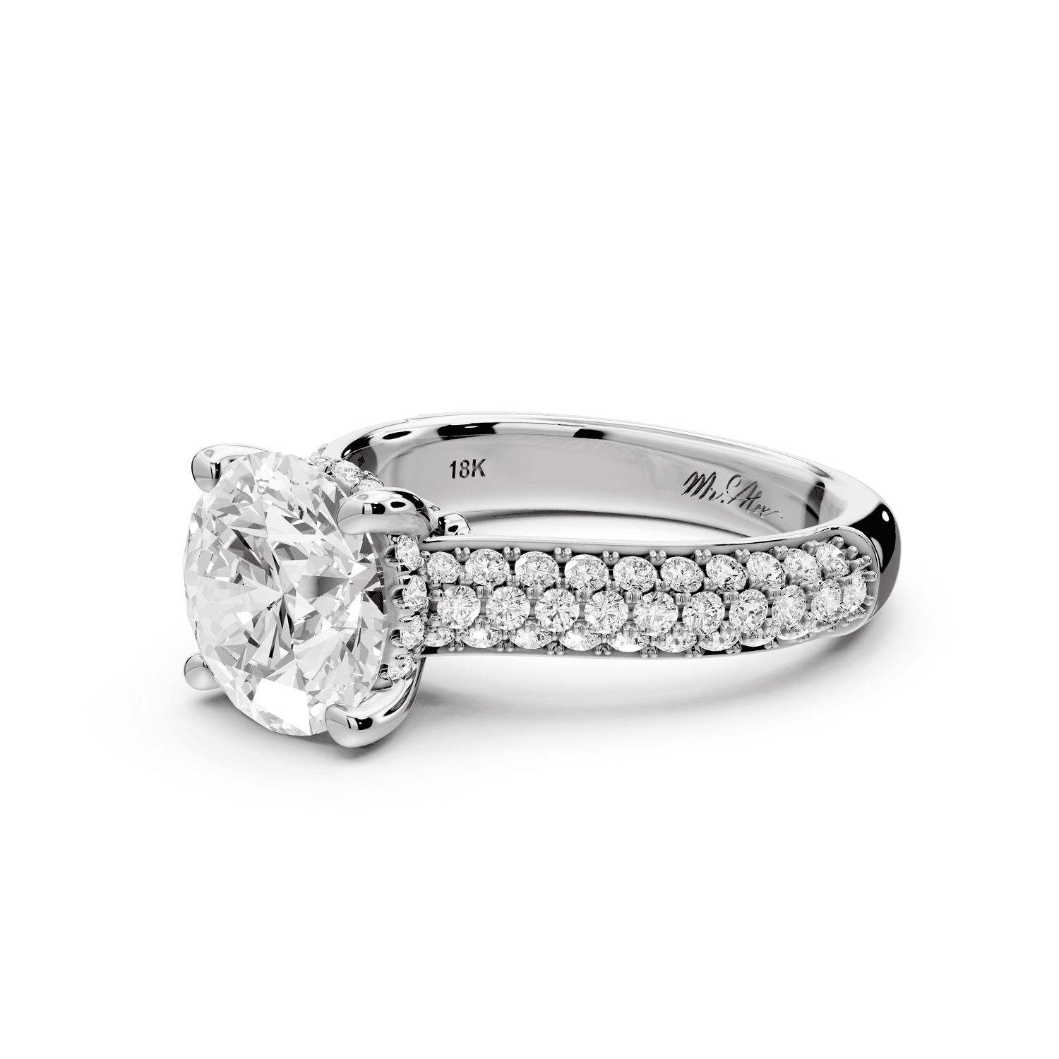 Camille - 2ct platinum round Diamond hidden halo rollover pave cathedral engagment ring - Mr. Alex Jewelry