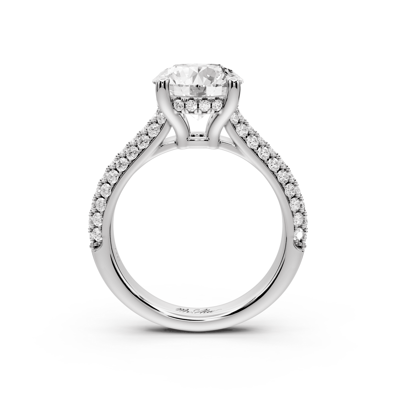 Camille - 2ct platinum round Diamond hidden halo rollover pave cathedral engagment ring - Mr. Alex Jewelry