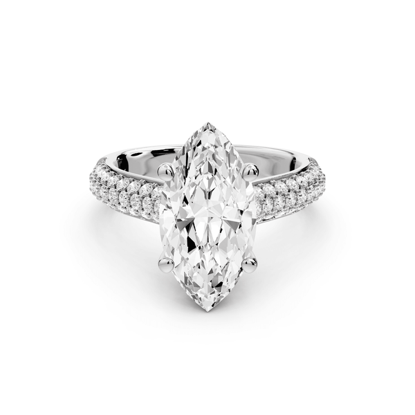 Camille - 3ct 14k white gold marquise Diamond hidden halo rollover pave cathedral engagement ring - Mr. Alex Jewelry
