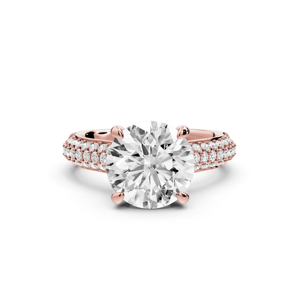Camille - 3ct 18k rose gold round Diamond hidden halo rollover pave cathedral engagment ring - Mr. Alex Jewelry