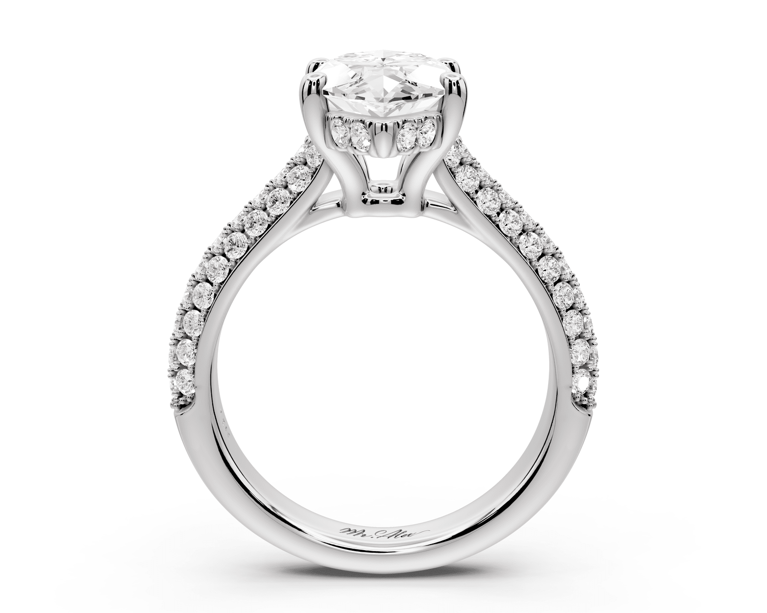 Camille - 3ct platinum marquise Diamond hidden halo rollover pave cathedral engagement ring - Mr. Alex Jewelry