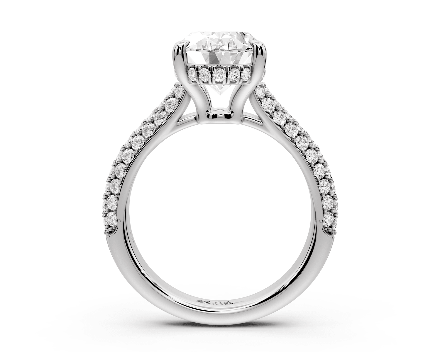 Camille - 3ct platinum oval Diamond hidden halo rollover pave cathedral Engagement ring - Mr. Alex Jewelry