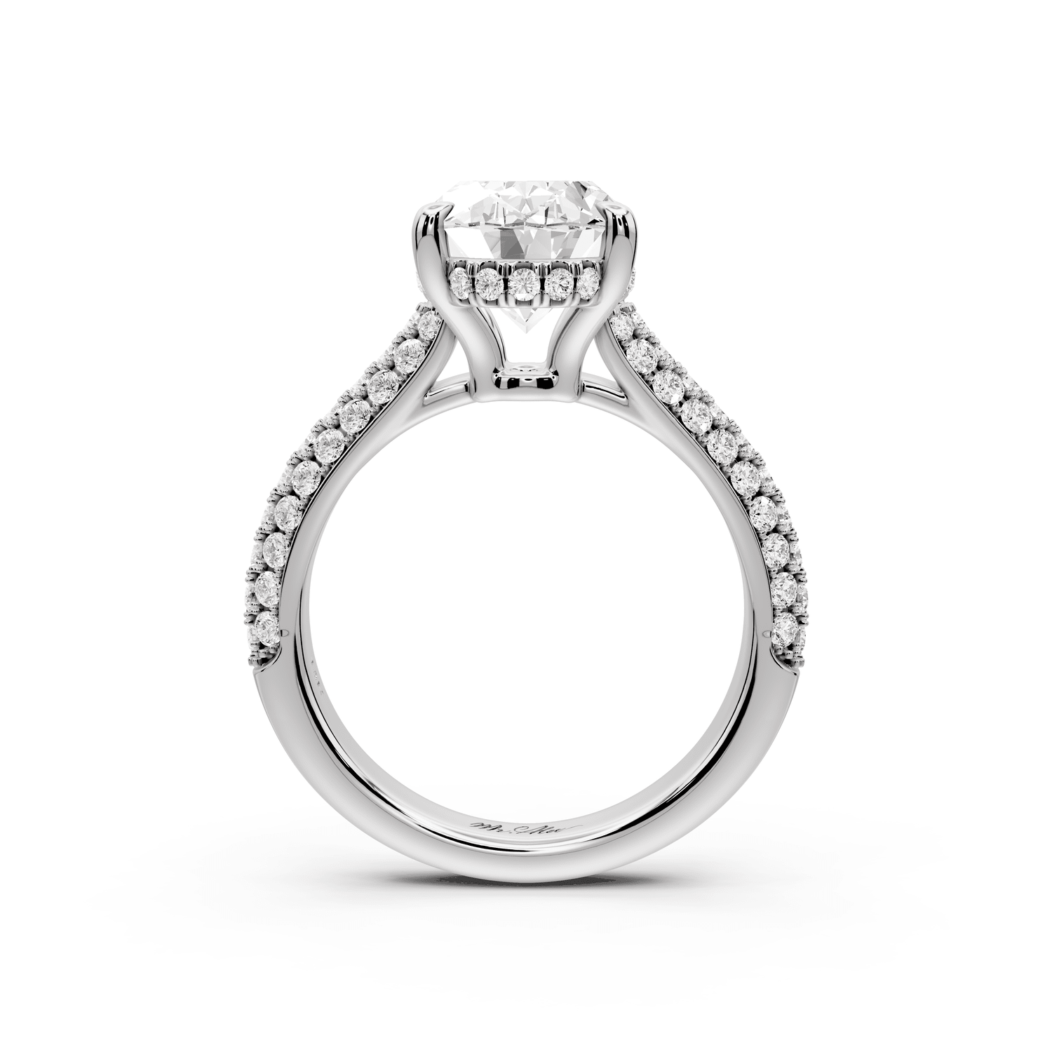 Camille - 3ct platinum oval Diamond hidden halo rollover pave cathedral Engagement ring - Mr. Alex Jewelry