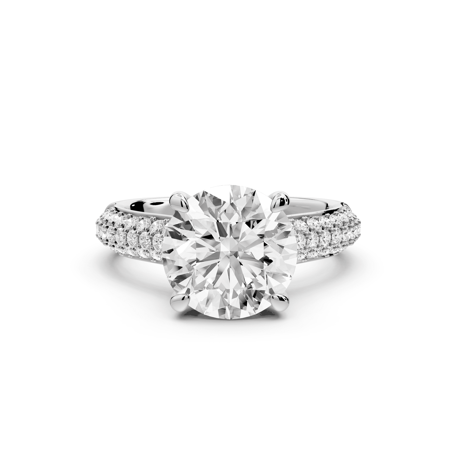 Camille - 3ct platinum round Diamond hidden halo rollover pave cathedral engagment ring - Mr. Alex Jewelry