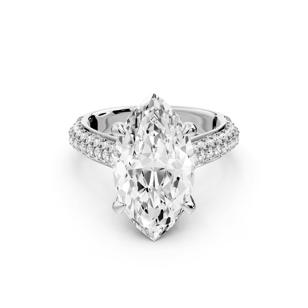 Camille - 4ct 14k white gold marquise Diamond hidden halo rollover pave cathedral engagement ring - Mr. Alex Jewelry