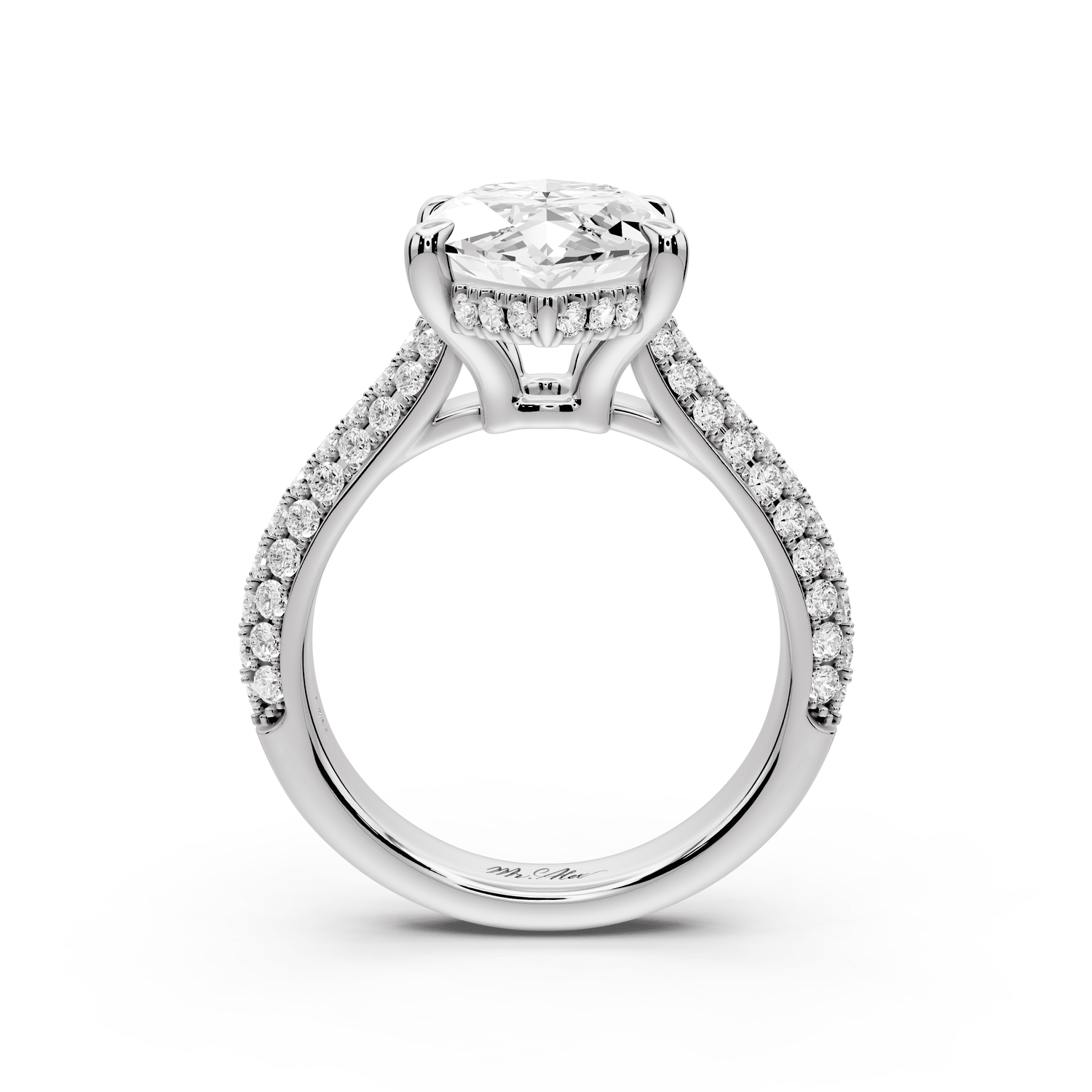 Camille - 4ct 14k white gold marquise Diamond hidden halo rollover pave cathedral engagement ring - Mr. Alex Jewelry