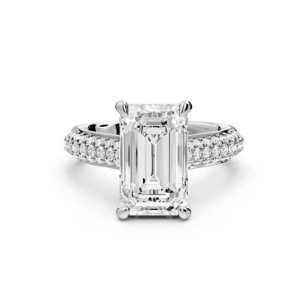 Camille - 4ct 18k white gold emerald Diamond hidden halo rollover pave cathedral Engagement ring - Mr. Alex Jewelry