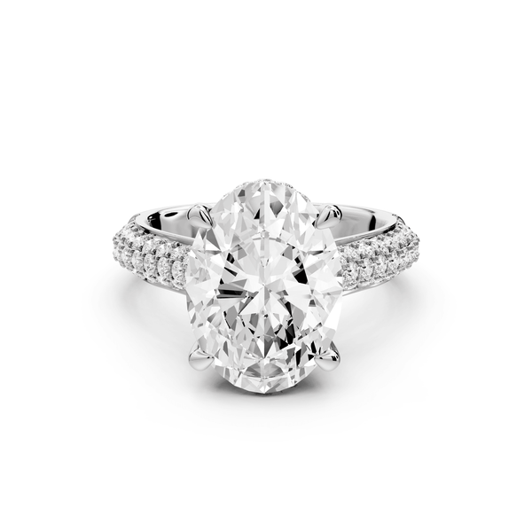 Camille - 4ct platinum oval Diamond hidden halo rollover pave cathedral Engagement ring - Mr. Alex Jewelry