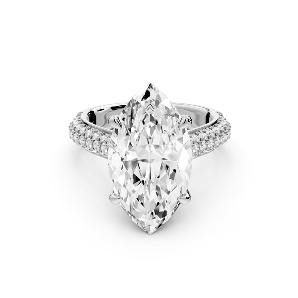 Camille - 5ct 14k white gold marquise Diamond hidden halo rollover pave cathedral engagement ring - Mr. Alex Jewelry