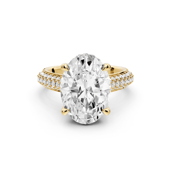 Camille - 5ct 18k yellow gold oval Diamond hidden halo rollover pave cathedral Engagement ring - Mr. Alex Jewelry