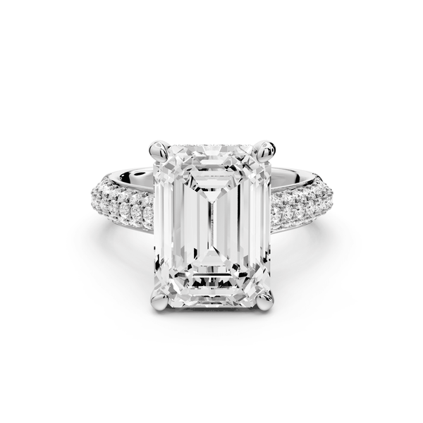 Camille - 5ct platinum emerald Diamond hidden halo rollover pave cathedral Engagement ring - Mr. Alex Jewelry