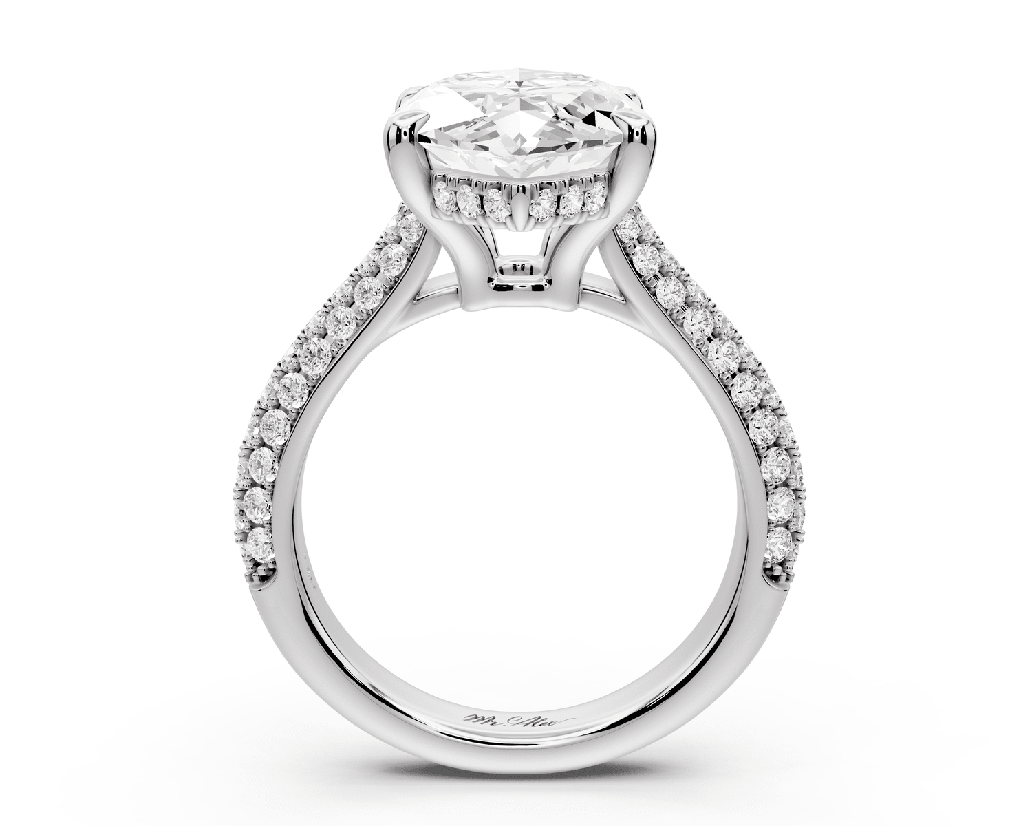 Camille - 5ct platinum marquise Diamond hidden halo rollover pave cathedral engagement ring - Mr. Alex Jewelry