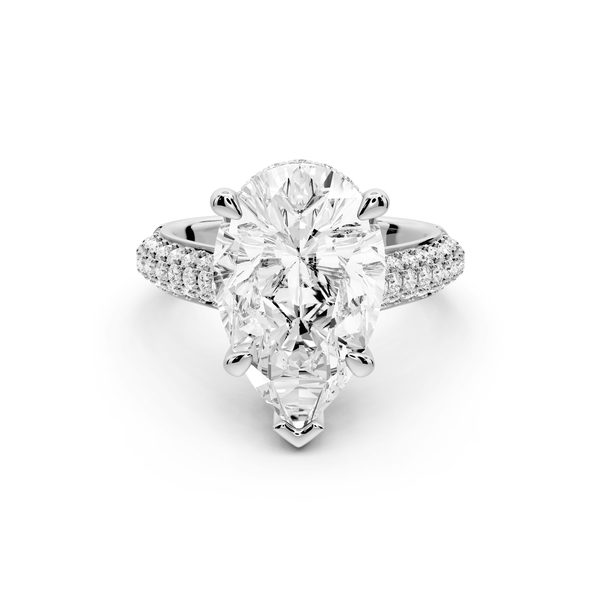 Camille - 5ct platinum pear Diamond hidden halo rollover pave cathedral Engagement ring - Mr. Alex Jewelry