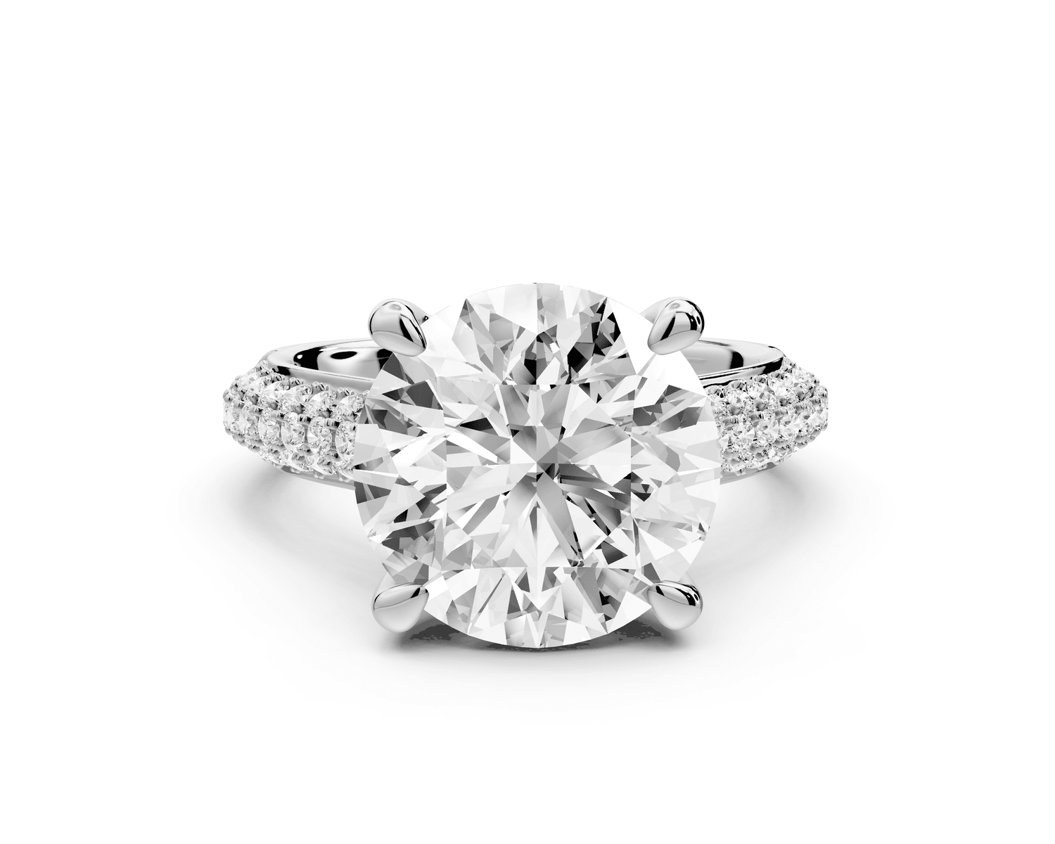 Camille - 5ct platinum round Diamond hidden halo rollover pave cathedral engagment ring - Mr. Alex Jewelry