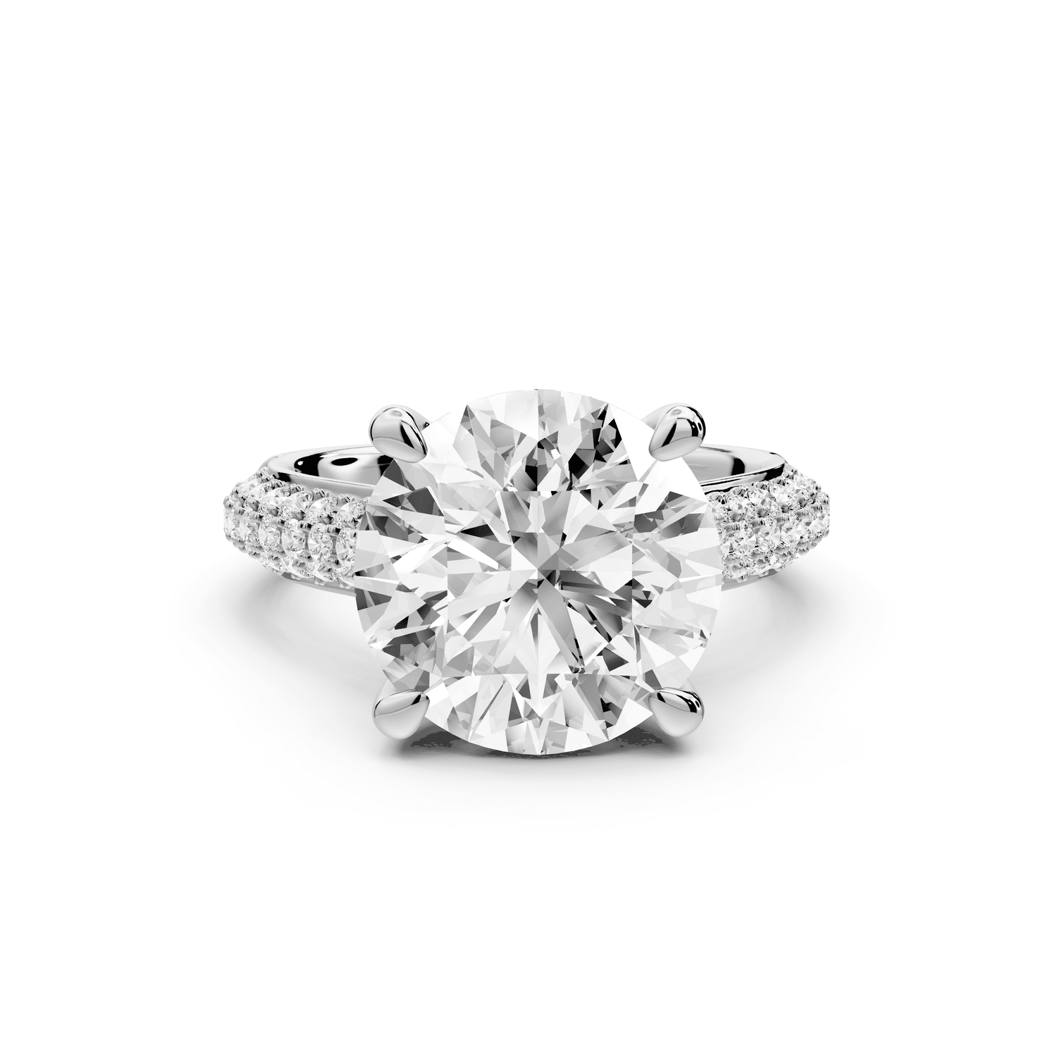 Camille - 5ct platinum round Diamond hidden halo rollover pave cathedral engagment ring - Mr. Alex Jewelry