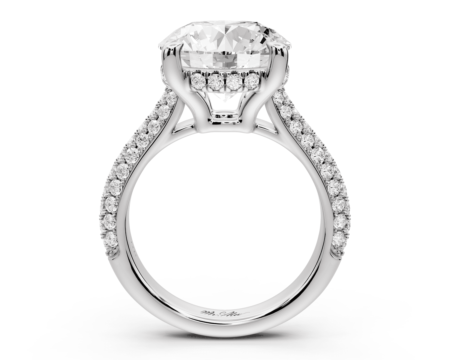 Camille - 5ct platinum round Diamond hidden halo rollover pave cathedral engagment ring - Mr. Alex Jewelry