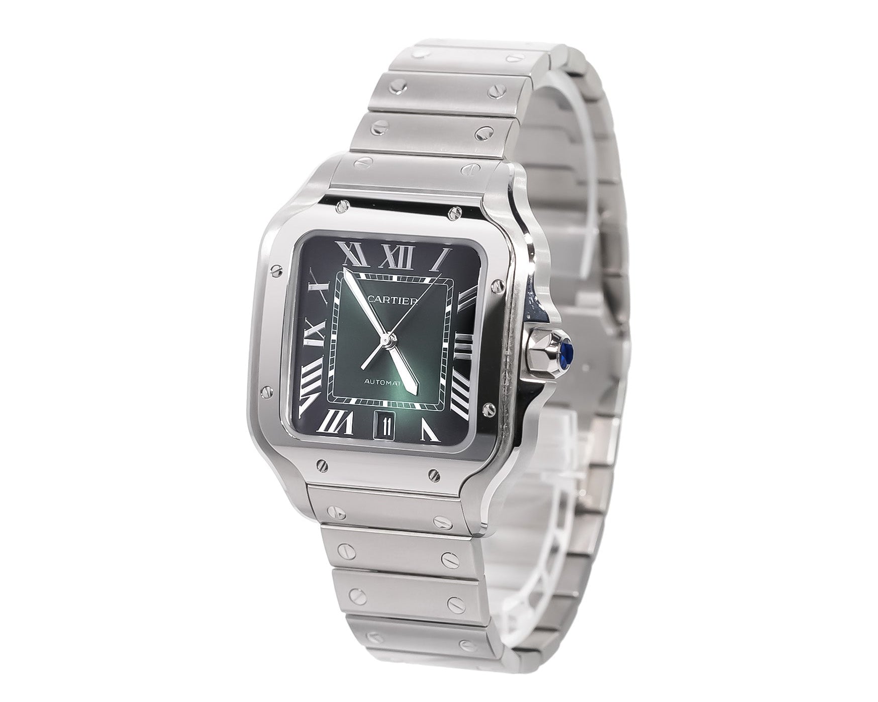 Cartier Santos de Cartier 40.5mm Stainless Steel Green Dial Ref - Mr. Alex Jewelry