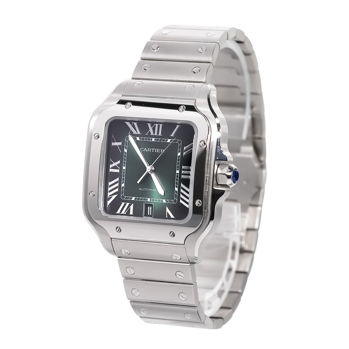 Cartier Santos de Cartier 40.5mm Stainless Steel Green Dial Ref - Mr. Alex Jewelry