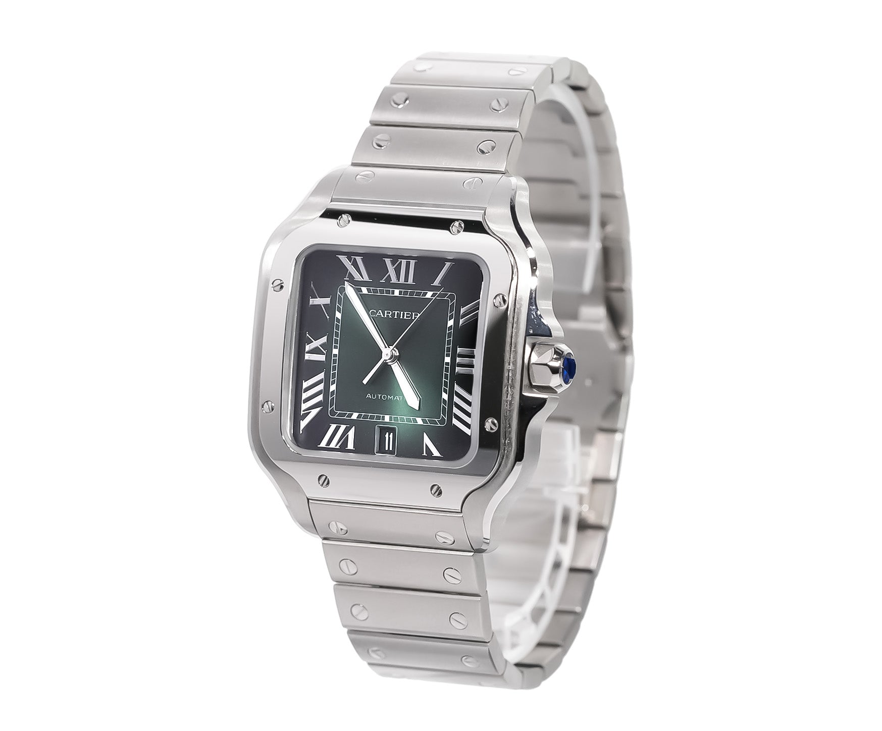 Cartier Santos de Cartier 40.5mm Stainless Steel Green Dial Ref - Mr. Alex Jewelry