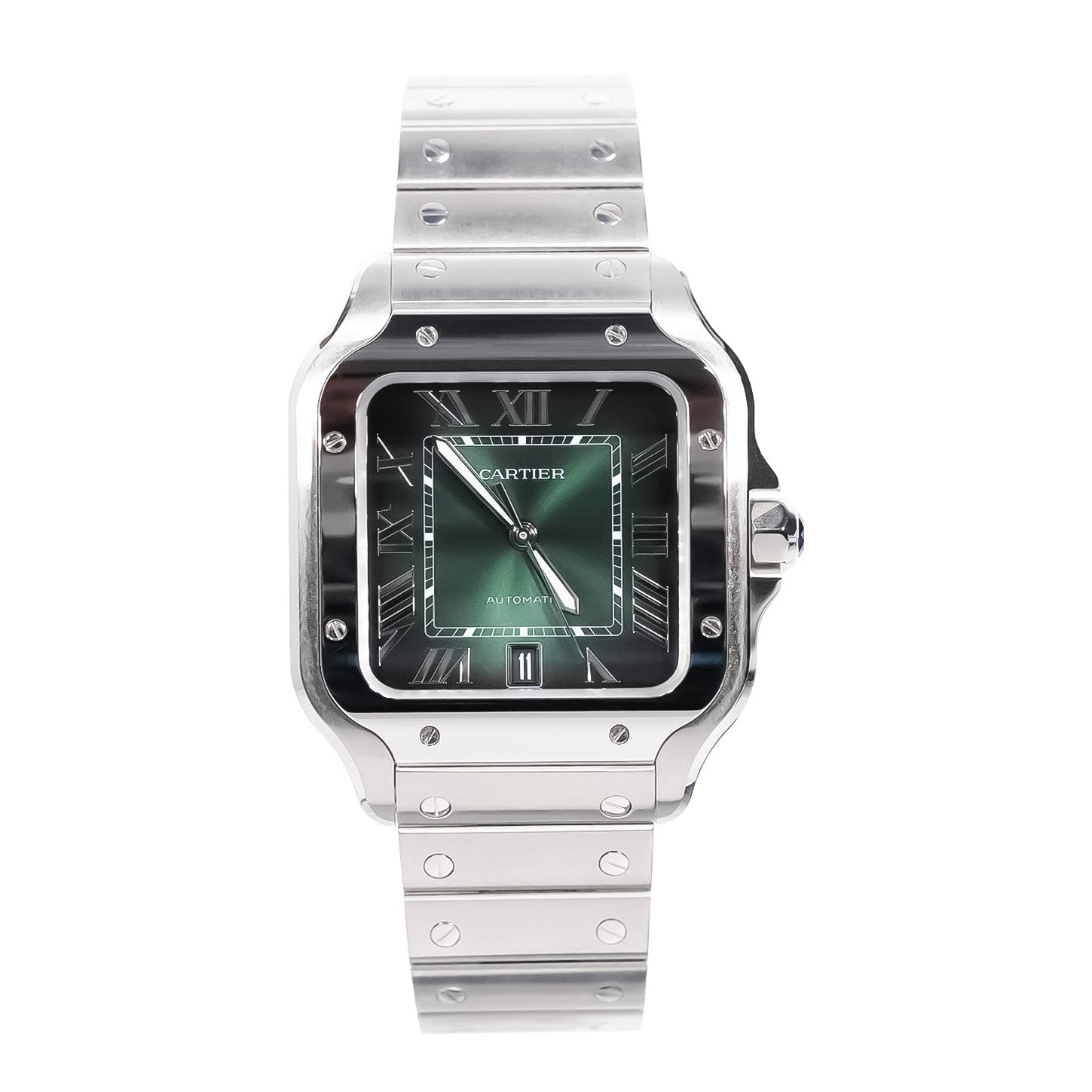 Cartier Santos de Cartier 40.5mm Stainless Steel Green Dial Ref - Mr. Alex Jewelry