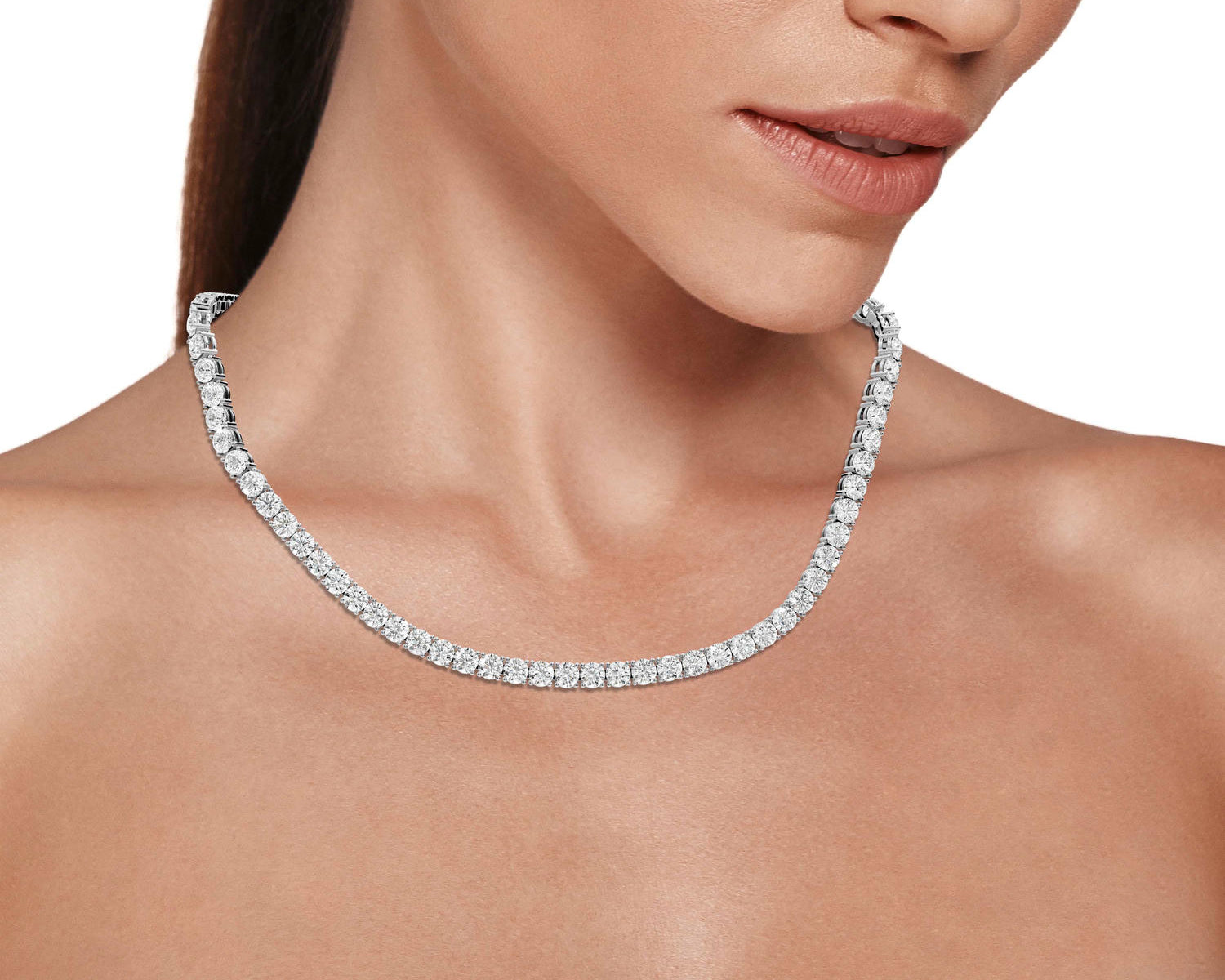 Clara Diamond Tennis Necklace (5.5mm) – 14KT White Gold - Mr. Alex Jewelry